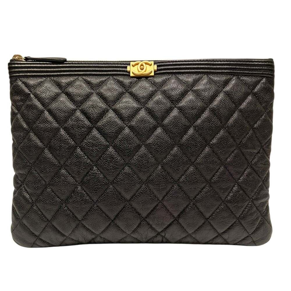 CHANEL Black Caviar Leather Clutch Bag - Picture 1 of 9